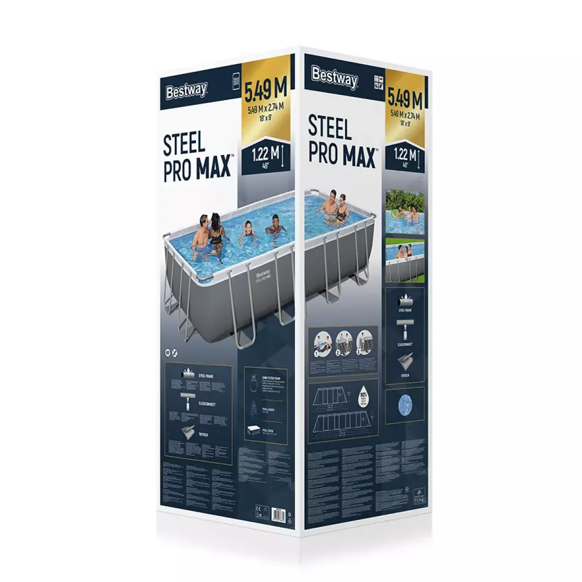 Бассейн каркасный 549x274x122 см с аксессуарами, прямоугольный, BESTWAY 56466 Бассейн каркасный 549x274x122 см с аксессуарами, прямоугольный, BESTWAY 56466