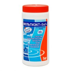 Таблетки Мультиэкт 5 в 1 200 г, банка 1 кг, для бассейна, Маркопул 1449